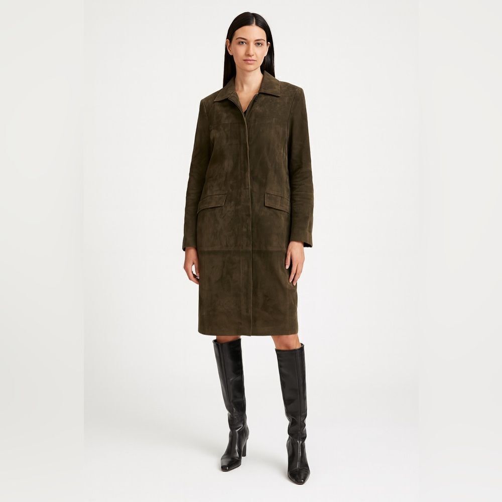 Classiques Entier Dark Olive Leather Trench Coat